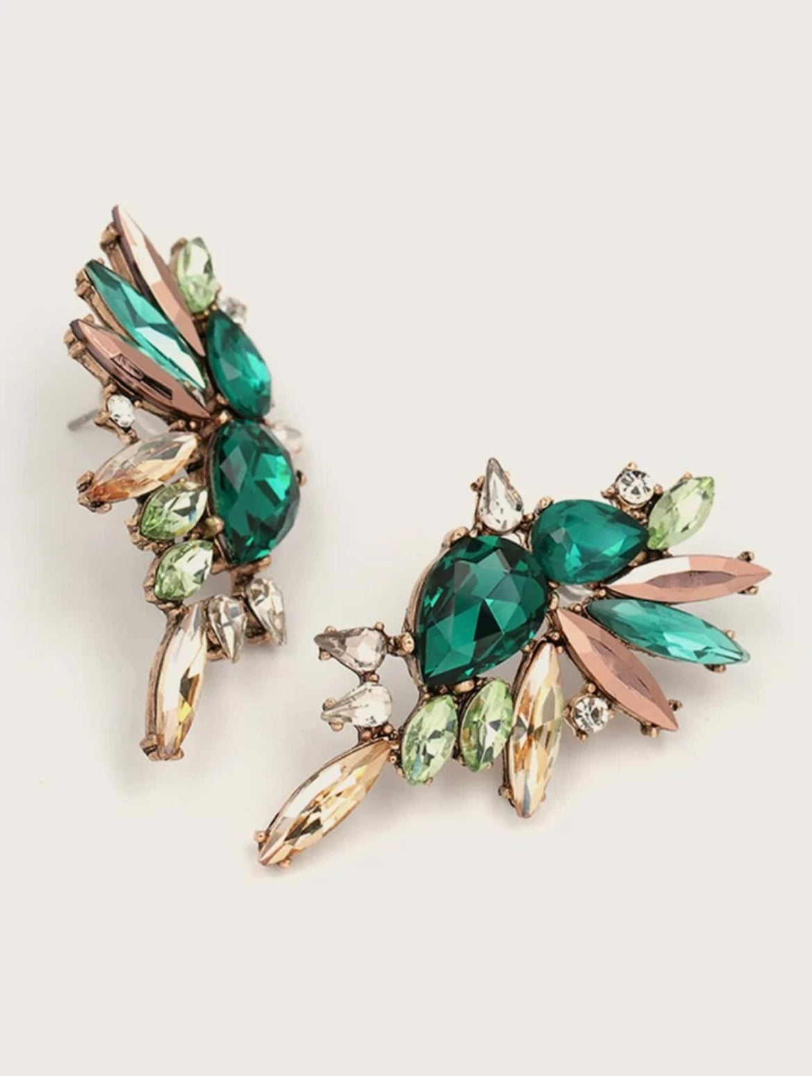Green Statement Stud Earring 