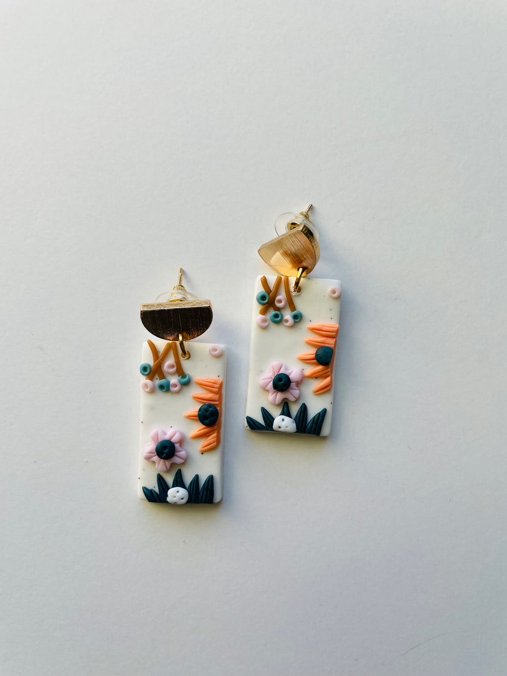 Floral Earrings on square shape