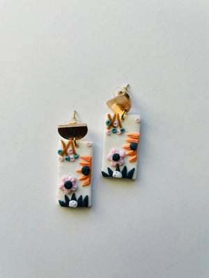 Floral Earrings on square shape