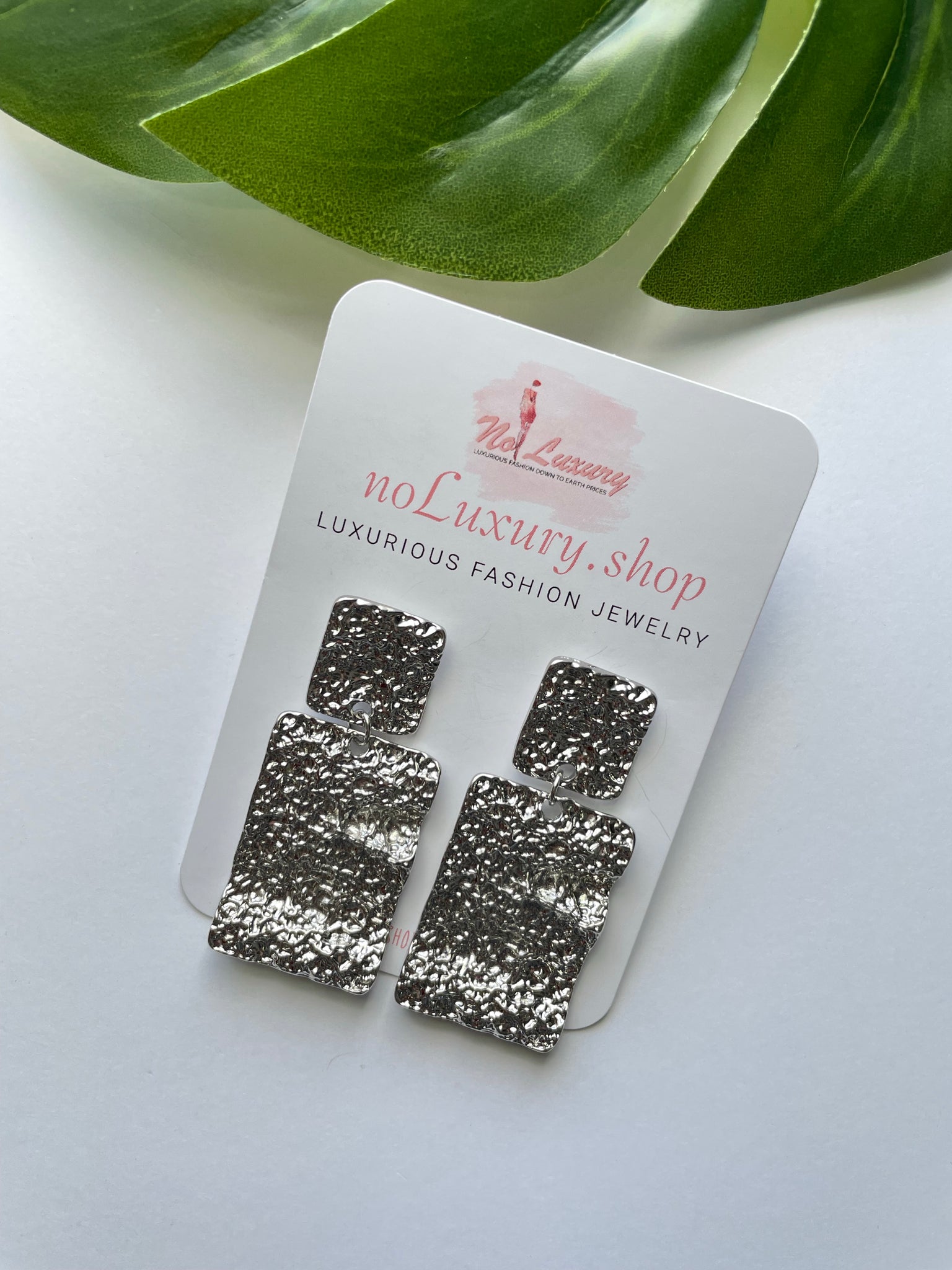 METAL DOUBLE GEOMETRIC SQUARE EARRING