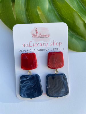 ACETAT RESIN SQUARE DROP EARRINGS