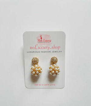 PEARL STUDDED BALL DANGLE EARRING