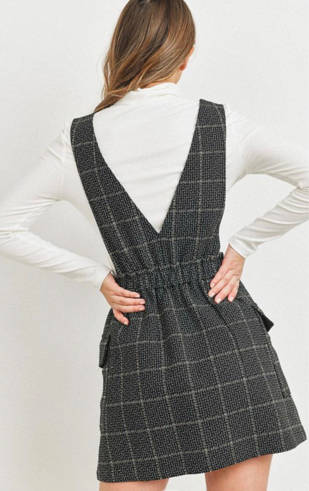 JACQUARD FABRIC WITH ELASTIC SIDE POCKETS DRESS
