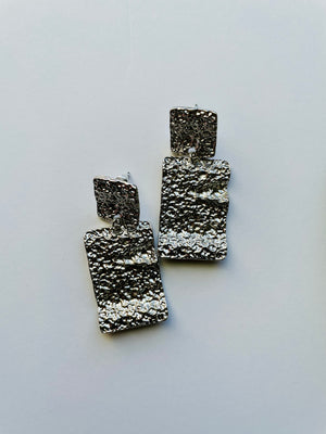 METAL DOUBLE GEOMETRIC SQUARE EARRING