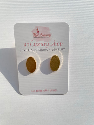 METAL OVAL TEXTURE STUD EARRING