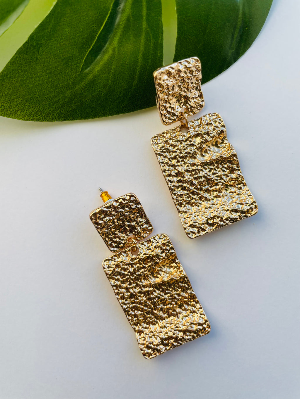 METAL DOUBLE GEOMETRIC SQUARE EARRING