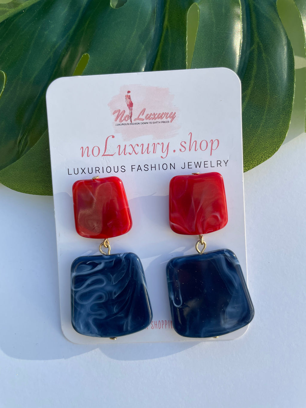 ACETAT RESIN SQUARE DROP EARRINGS