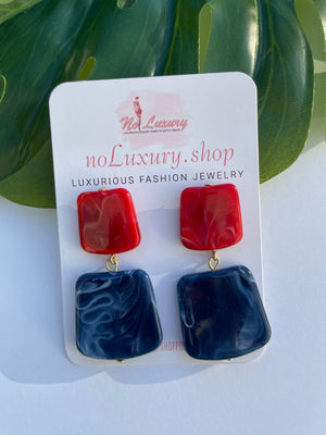 ACETAT RESIN SQUARE DROP EARRINGS