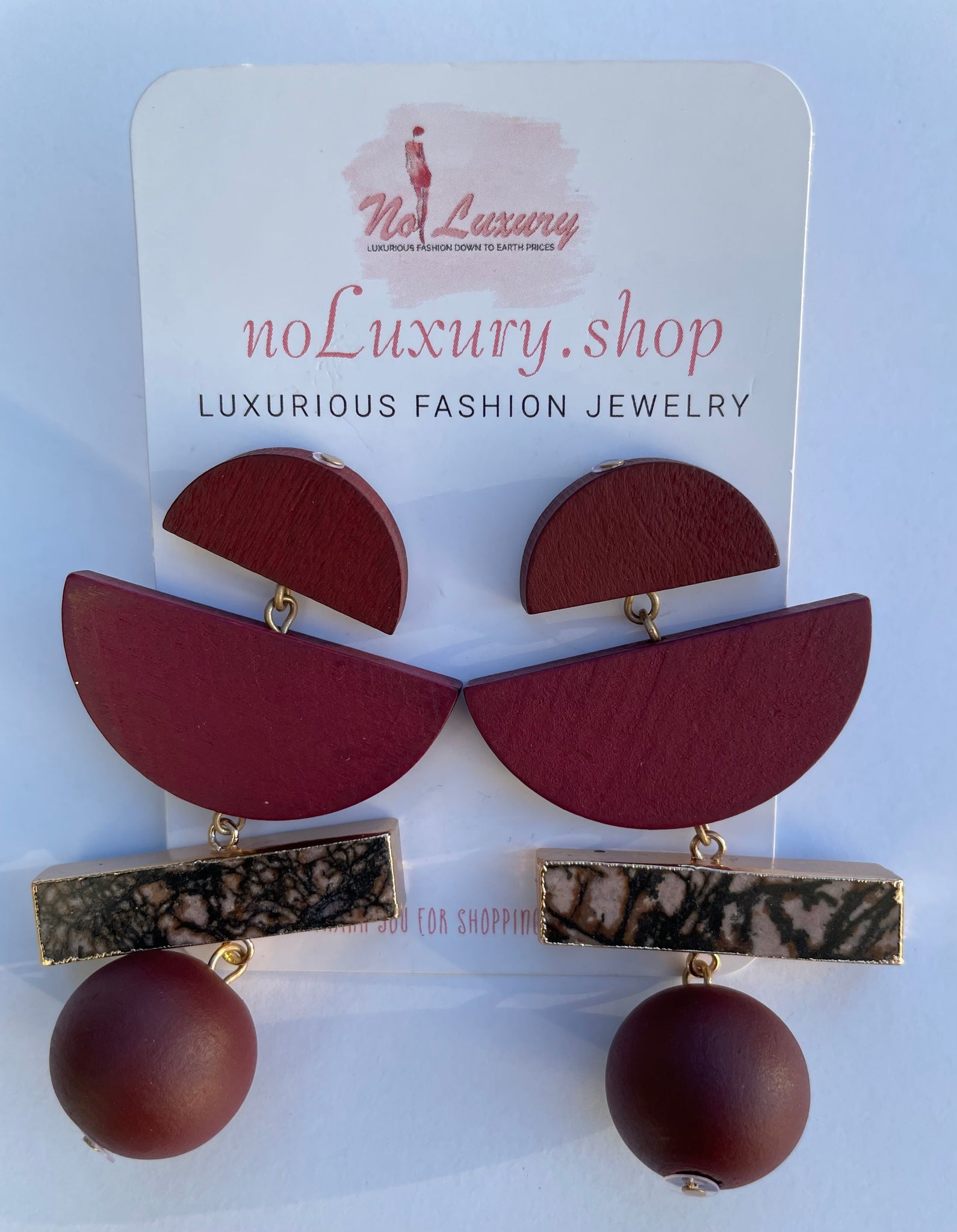 Burgundy Half Moon Earring
