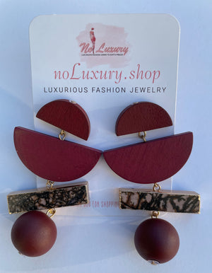 Burgundy Half Moon Earring