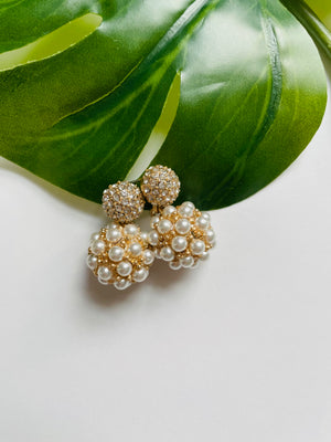 PEARL STUDDED BALL DANGLE EARRING