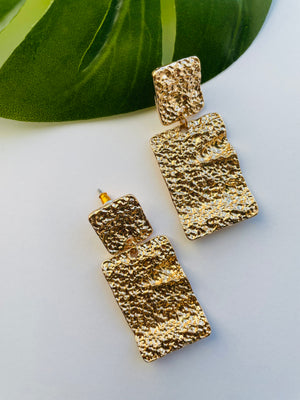 METAL DOUBLE GEOMETRIC SQUARE EARRING