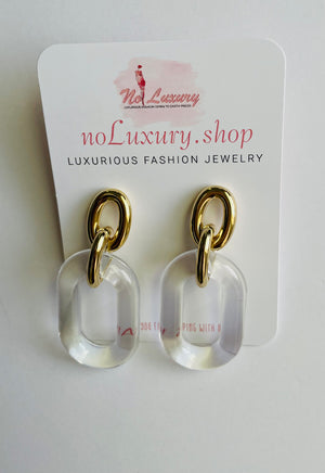CLEAR OVAL EARRING
