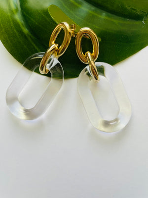 CLEAR OVAL EARRING