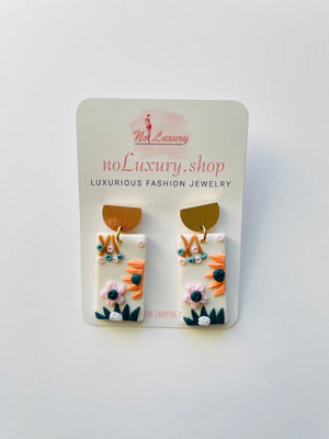 Floral Earrings on square shape
