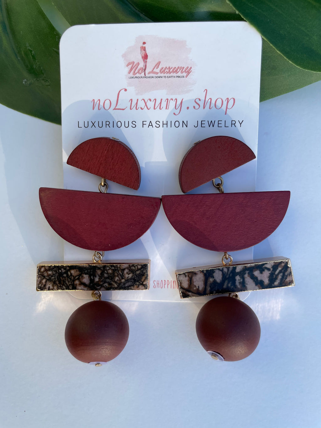 Burgundy Half Moon Earring