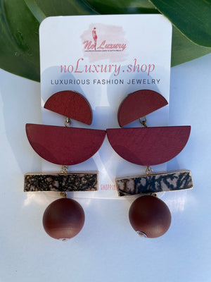 Burgundy Half Moon Earring