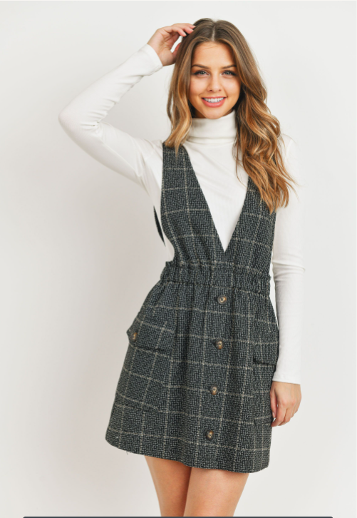 JACQUARD FABRIC WITH ELASTIC SIDE POCKETS DRESS