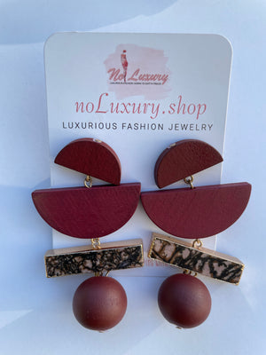Burgundy Half Moon Earring