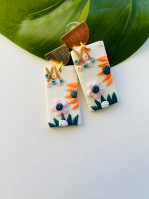 Floral Earrings on square shape